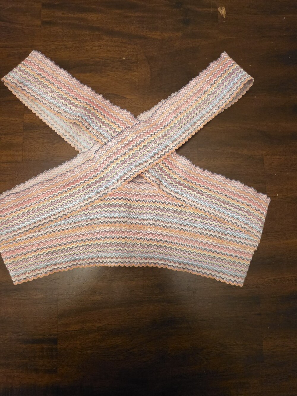 Hobie Let's Stitch Together Multicolor Chevron Knit Criss-Cross Bikini Top SZ M